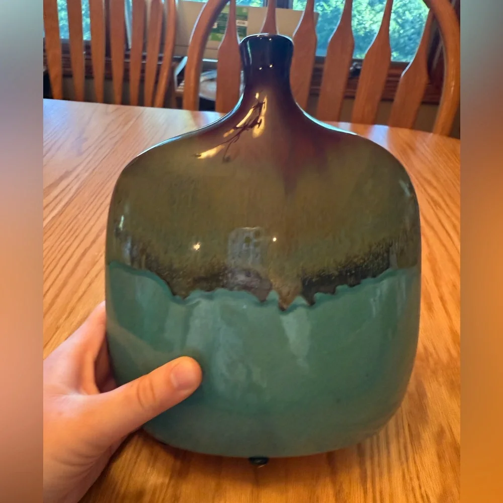 Turquoise and Brown Ceramic Vase
